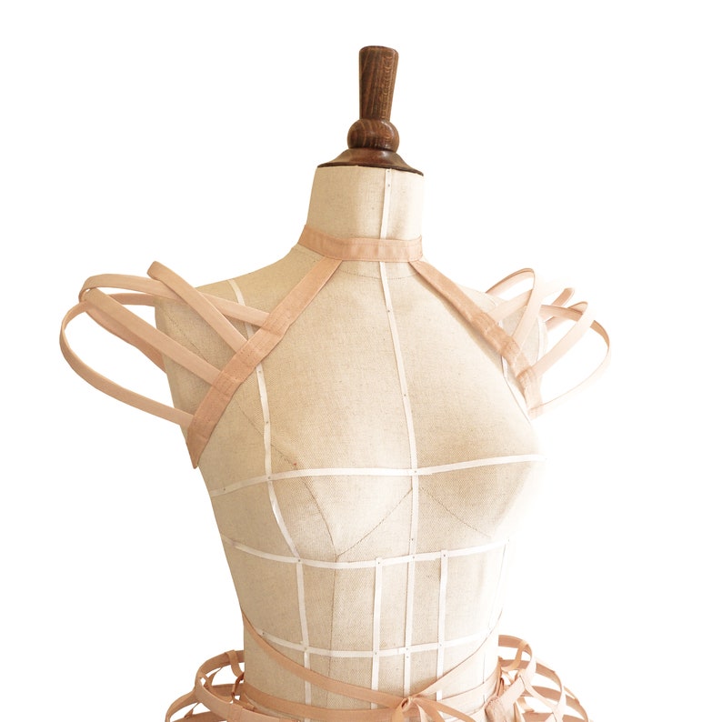 Nude Cage Shoulders / Nude Crinoline Bolero / Burlesque Cage Shoulders / Burning Man Cage Shoulders image 1