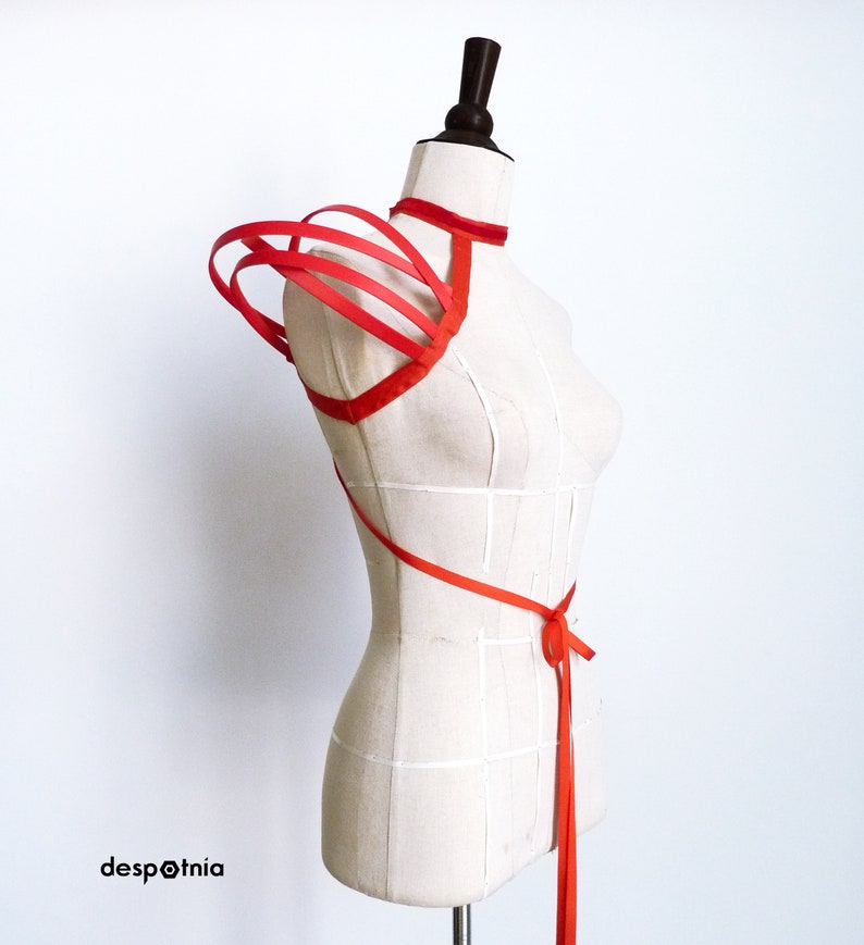 Female Red Crinoline Cage Shoulder Right Shoulder/ Burningman / Fetish/ Burlesque Mono Cage Shoulder/ Cosplay Cage Shoulders/ image 5
