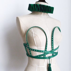 Emerald Green Cage Bustier/ Burningman/ Burlesque Bustier/ Circus/ Kawaii/ Cosplay/ / Valentines Bustier/ Easter Bustier/ Mermaid Bustier image 4