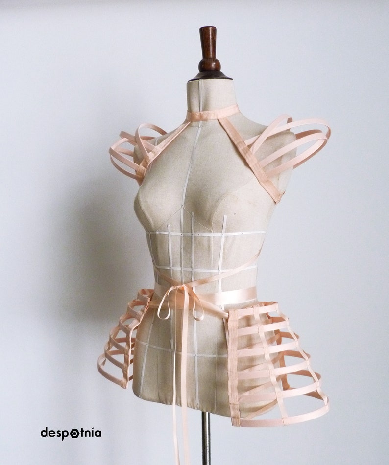 Light Nude Cage Shoulders & Panniers Set / Burlesque Pannier / Fetish / Circus Panniers / Burningman/ Halloween Panniers/ Valentines Set image 2