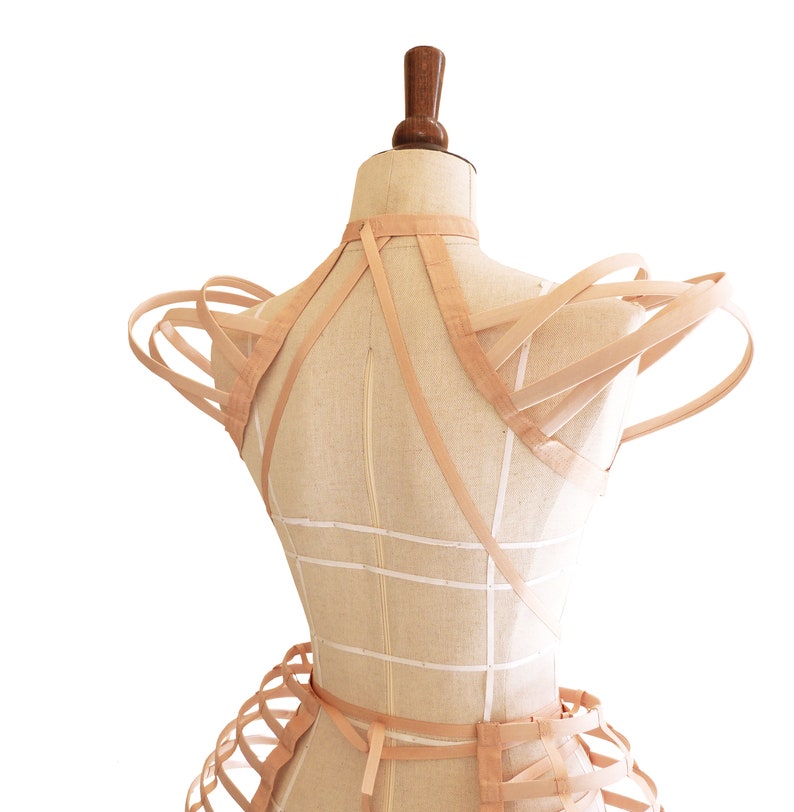 Nude Cage Shoulders / Nude Crinoline Bolero / Burlesque Cage Shoulders / Burning Man Cage Shoulders image 3