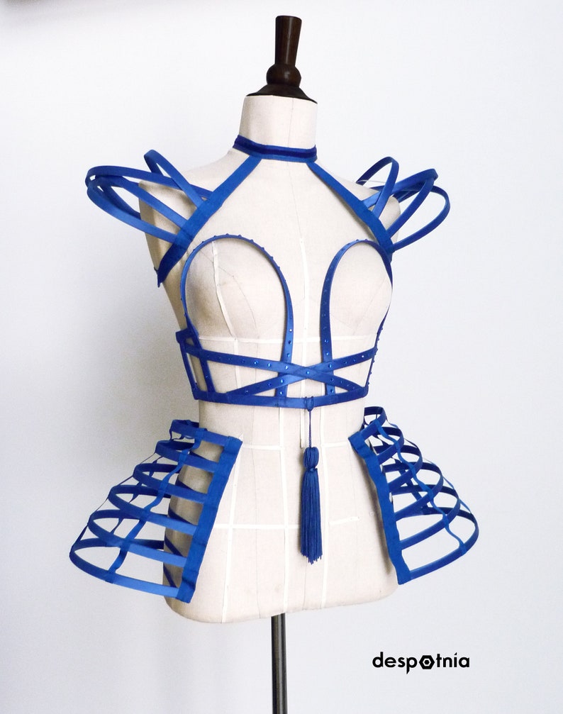 Blue Cage Bustier/ Burningman/ Burlesque Bustier/ Circus/ Kawaii/ Cosplay/ / Valentines Bustier/ Easter Bustier/ Mermaid Bustier image 5