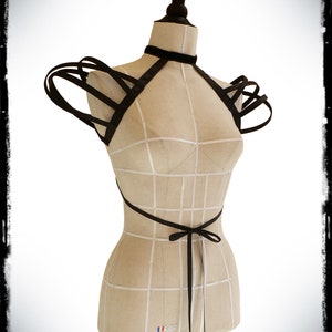 Female Black Cage Shoulders/Burningman Black Crinoline Bolero / Cage Shoulders / Valentines Shoulders/ Halloween Cage Shoulders/Halloween image 1