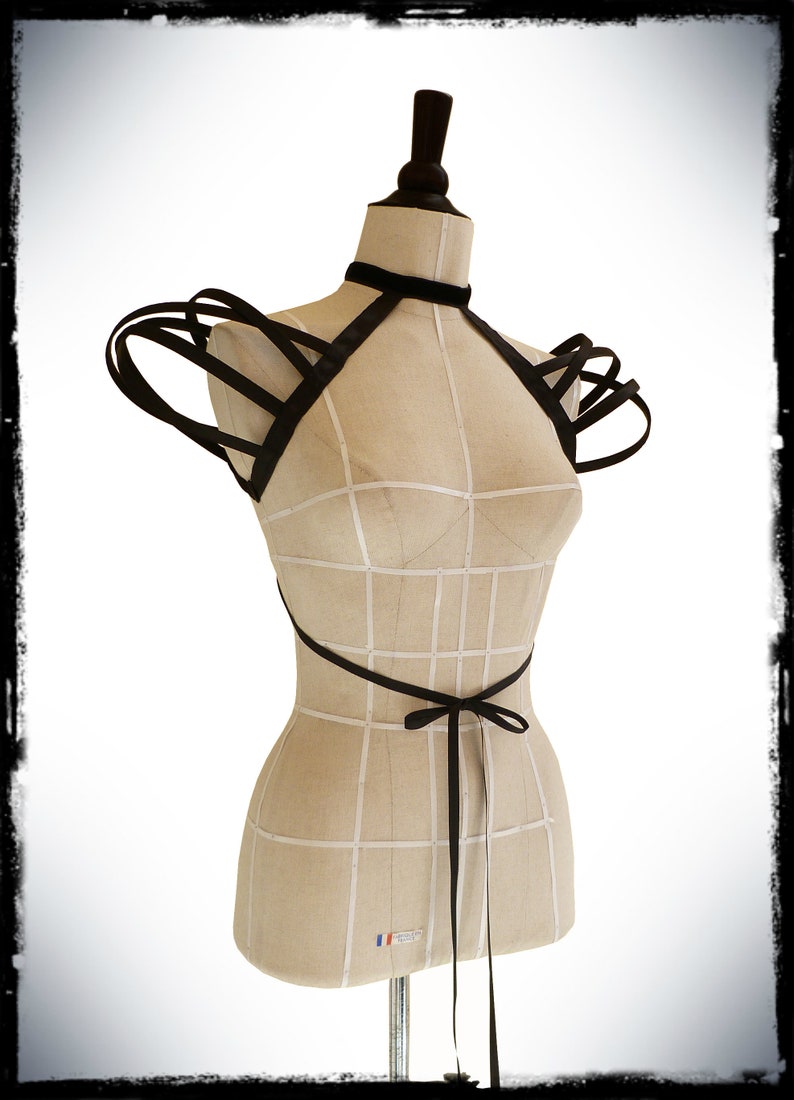 Female Black Cage Shoulders/Burningman Black Crinoline Bolero / Cage Shoulders / Valentines Shoulders/ Halloween Cage Shoulders/Halloween image 1