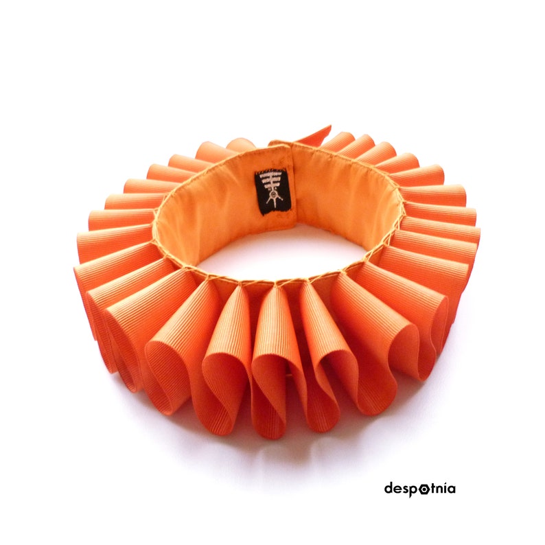 Female Orange Ruffle Collar / Circus Ruffles / Burningman Ruffle Collar/ Halloween Ruffle Collar/ Burlesque Ruffle Collar/Kawaii Ruffle image 1