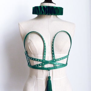 Emerald Green Cage Bustier/ Burningman/ Burlesque Bustier/ Circus/ Kawaii/ Cosplay/ / Valentines Bustier/ Easter Bustier/ Mermaid Bustier image 1