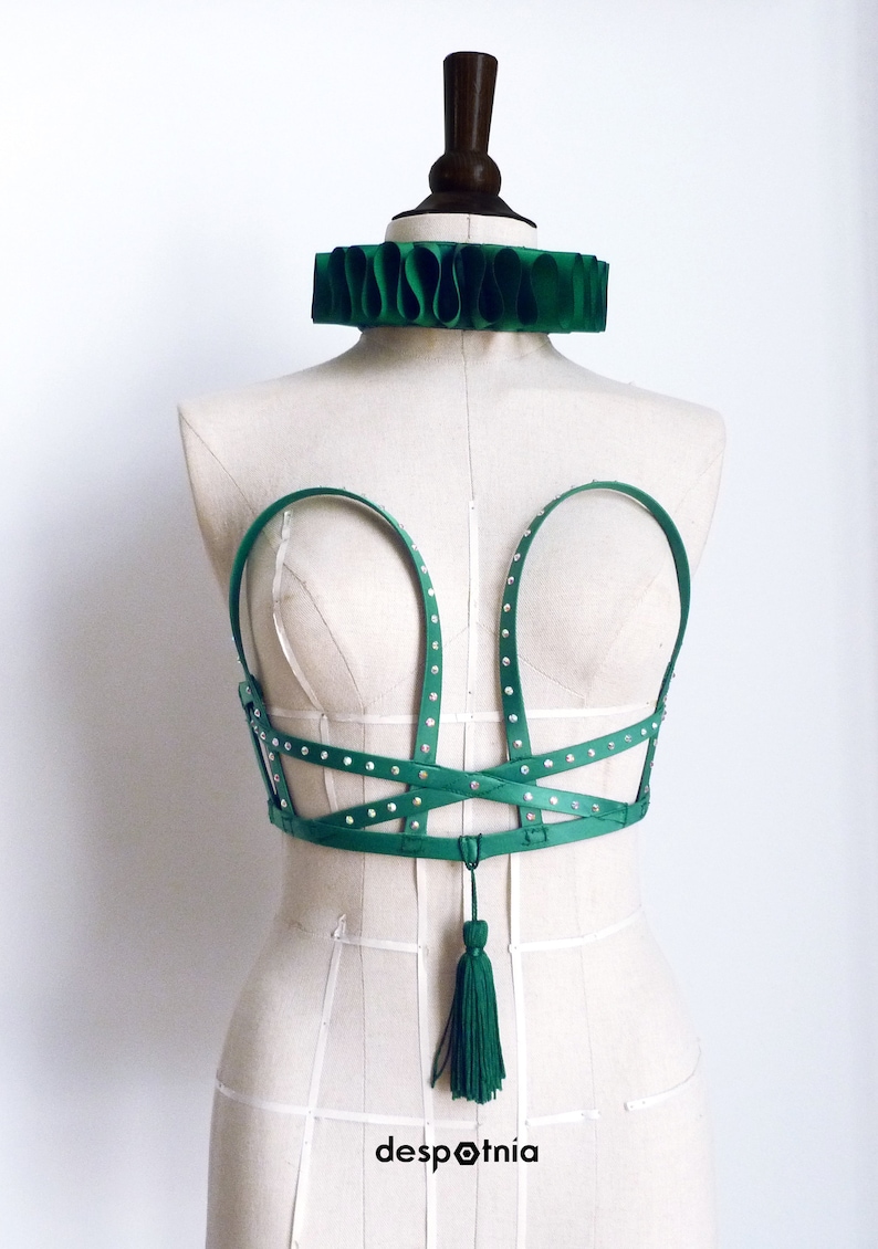 Emerald Green Cage Bustier/ Burningman/ Burlesque Bustier/ Circus/ Kawaii/ Cosplay/ / Valentines Bustier/ Easter Bustier/ Mermaid Bustier image 1