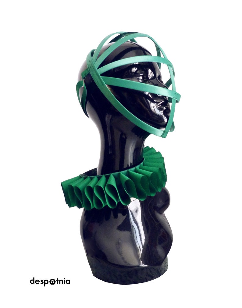 Emerald Green Cage Mask / Burningman Mask / Burlesque Mask / Fetish Mask / Bdsm Mask / Kawaii Mask / Cosplay Mask / Circus Mask/Halloween image 1
