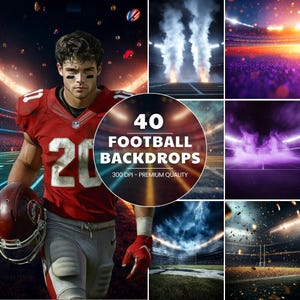 Sport Custom Football Overlay and Photography Backdrops | Senior Portrait Football Posters & Digital Backgrounds, Sports Team Photo Template