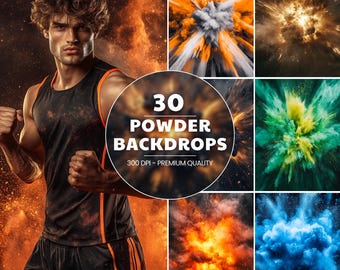 30 Colorful Powder Paint Splash Backdrops: Sports Photography (Digital Download)
