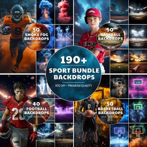 190+ Sports Backgrounds Bundle: Smoke Fog Overlays and Digital Backdrops | For Football, Softball and Basketball