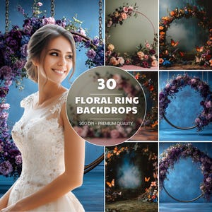 Floral Ring Backdrop Overlays, Floral Overlays, Maternity Overlays, Floral Backdrop, Portrait Photo Overlays, Bridal Digital Backdrop