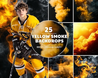 Yellow Smoke Photography Backdrop: Sports Poster Backgrounds (Digital Download)