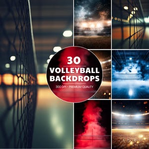 30 Volleyball Backdrops & Overlays | Sports Posters, Senior Banner, Digital Volleyball Backgrounds, Fog Effects, School Player Templates