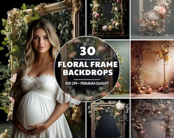 Spring Floral Photography Overlays: Maternity Photo Backdrops (JPG Digital Download