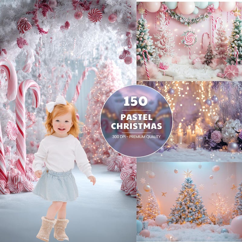Pastel Christmas Backdrop - Etsy