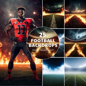 Sport Custom Football Overlay and Photography Backdrops | Senior Portrait Football Posters & Digital Backgrounds, Sports Team Photo Template