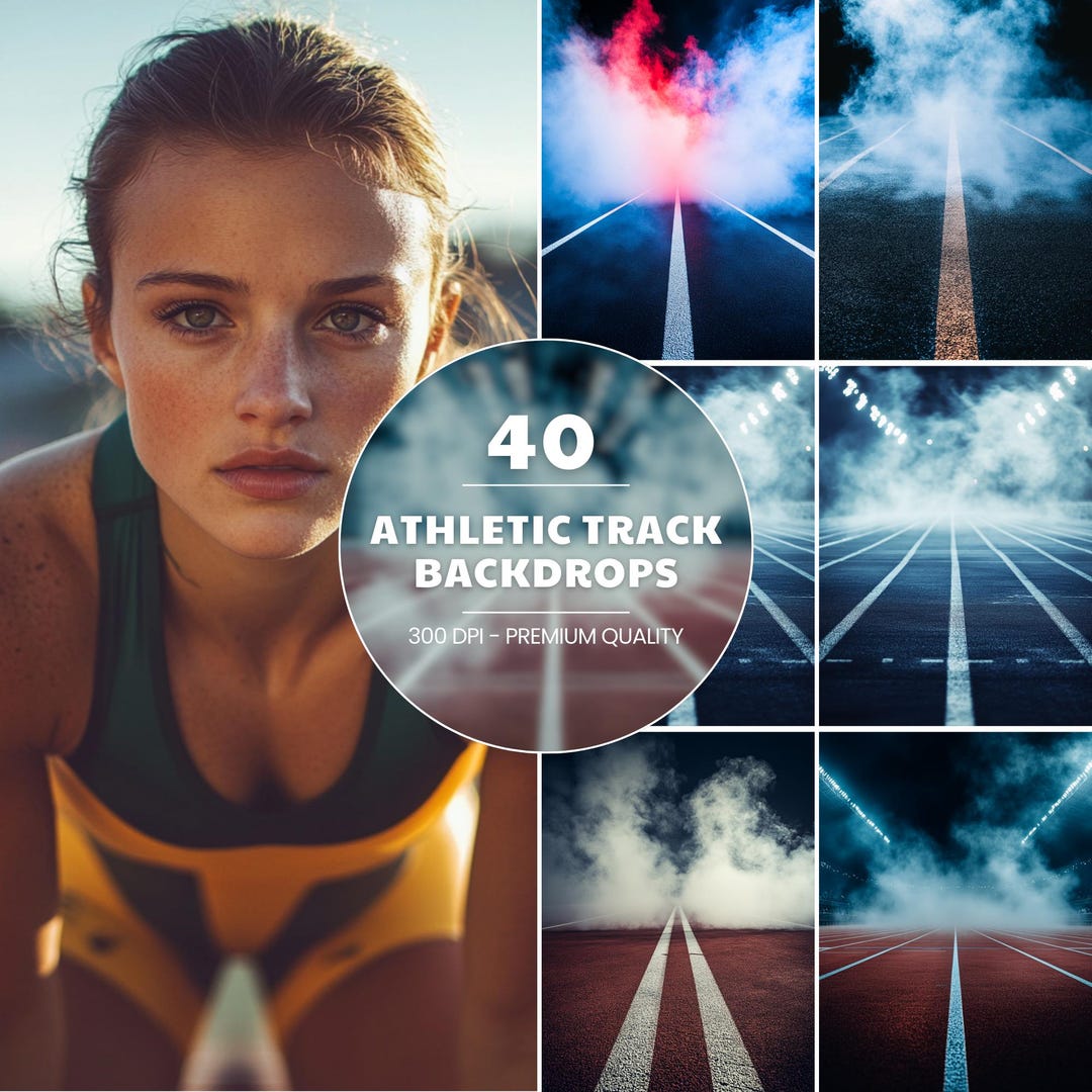Athletic Track Digital Backdrops: Foggy Stadium Photography (40 Sets ...