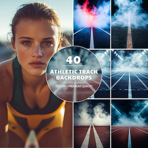 40 Athletic Track Stadium Light Fog Digital Backdrops Sets for Sports School Photography Background Portrait Photoshop Editing