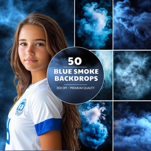 Puede incluir: Un collage de 50 fondos de humo azul, perfectos para agregar un toque dramático y etéreo a tus fotos. Los fondos son de alta resolución, 300 DPI, y ofrecen una variedad de texturas y formas de humo azul.