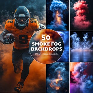 50 Smoke Fog Backdrops, Perfect As Sports Background For Basketball, Softball, Football, Tennis Poster, Soccer Banner School Sports