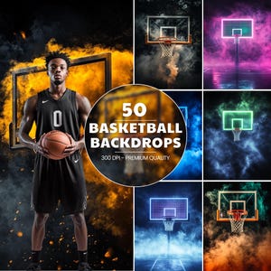 50 Basketball Digital Backdrops for Sports Photography, Basketball Background For Basketball Banner, School Sports, Senior Portrait Photo