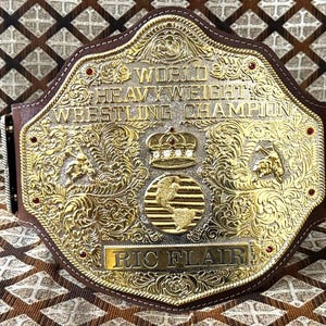 BIG GOLD 世界ヘビー級選手権レプリカ デュアルプレートタイトルベルト 5mm 亜鉛/レザー 大人用