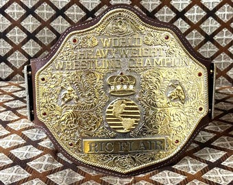 BIG GOLD World Heavyweight Championship Replica Dual Plated  Tittle Belt 5mm Zinc / leather Adult