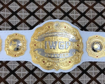 IWGP Intercontinental Heavyweights Championship belt Replica Real Brass Metal On Leather White