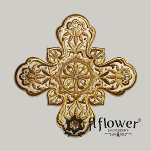 Hand Embroidered Gold Cross