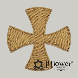 Embroidered Bullion Cross Metallic Thread