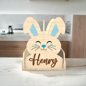 Caixa de madeira de coelho da Páscoa cortada a laser, arquivo de cesta de Páscoa Svg, decoração de Páscoa, presente de Páscoa, arquivos vetoriais CNC de cesta de Páscoa, arquivo Glowforge Svg