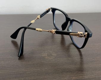 Gafas cromadas, accesorios CH Silver, gafas de diseño gótico vintage con filtro de luz azul, montura de cruz floral, estilo punk Y2K.