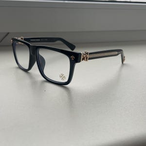 Punk Y2K Chrom Brille, Cross Silber Zubehör, CH Brille, Vintage Gothic Designer Bluelight, Blumenrahmen