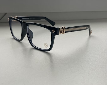 Lunettes chromées punk Y2K, accessoires en argent croisé, lunettes CH, design gothique vintage Bluelight, montures fleuries