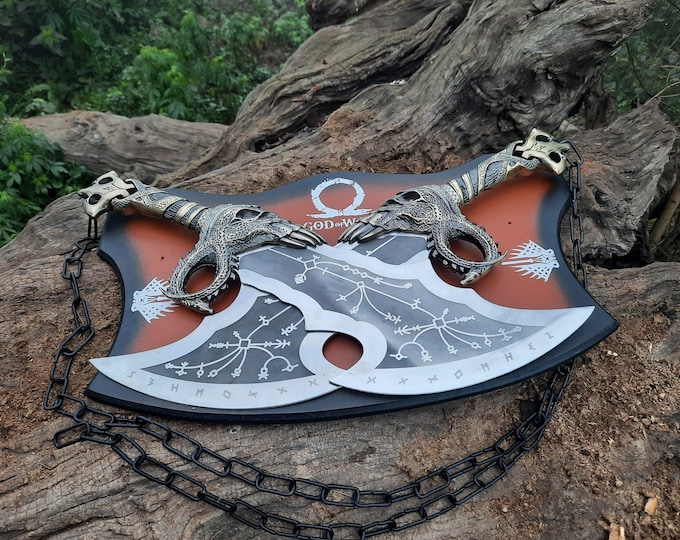 Featured listing image: God Of War Kratos Blades Of Chaos, God Of War Blades Of Chaos, Kratos Metal Blades, Personalized gift for men, God of War Axe,