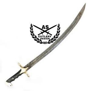 Arabian Scimitar custom handmade Sword- Damascus Steel -37&quot;with leather sheath