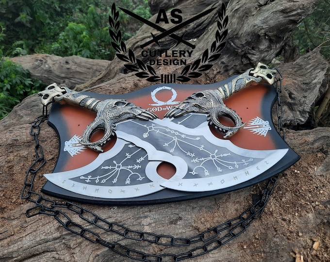 Featured listing image: God Of War Kratos Blades Of Chaos, God Of War Blades Of Chaos, Kratos Metal Blades, Personalized gift for men, God of War Axe,