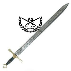 Viking Sword- High Carbon Damascus Steel Sword- 37&quot;- Viking Age/ Carolingian Sword