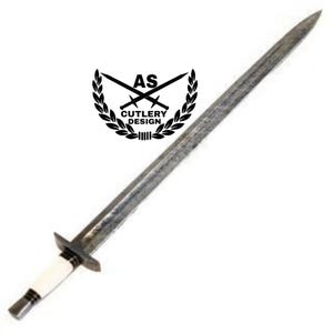 Viking Sword- High Carbon Damascus Steel Sword- 39&quot;- Viking Age/ Carolingian Sword with leather sheath