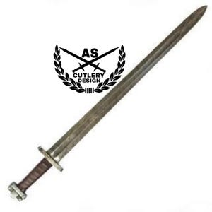 Custom handmade Ulfberht Viking Sword- Damascus Steel- 38&quot;with leather sheath