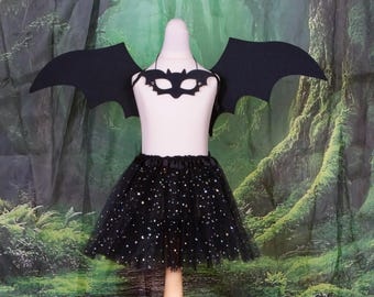 Halloween Bat Costume for Boys & Girls Bat Wings, Mask and Optional Tutu. Halloween party, Trick or treat outfit.