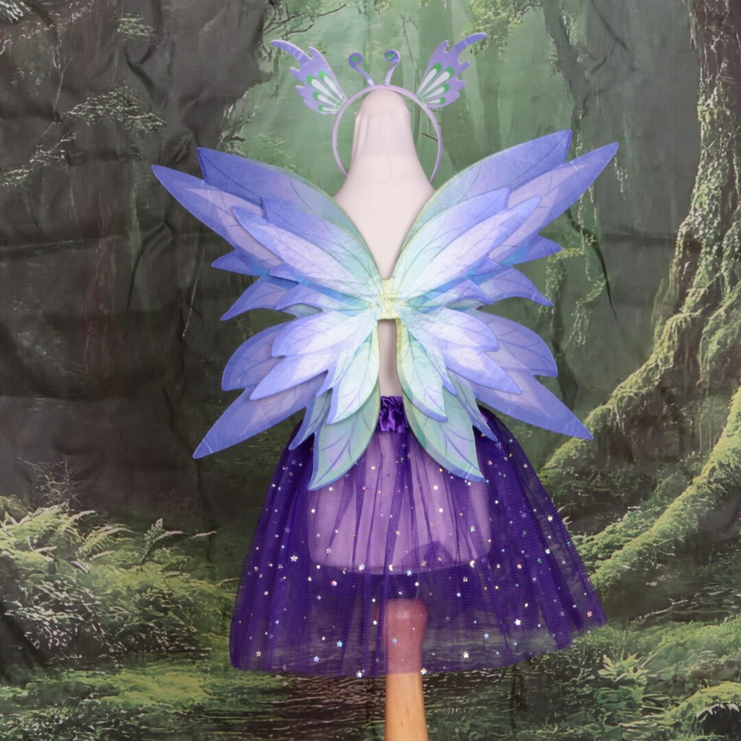 Wings Wand And Fairy Crown Lilac And Green Children s Fairy Wings Wings Wand And Fairy Crown Lilac And Green Children s Fairy Wings