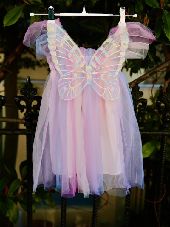 Magical unicorn dress, rainbow tulle girls party dress with embroidered fairy wings. Cake smash, party dress, unicorn dress up Magical unicorn dress, rainbow tulle girls party dress with embroidered fairy wings. Cake smash, party dress, unicorn dress up
