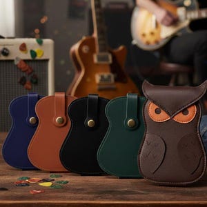Estuche para púas de guitarra, de cuero vegano, con capacidad para 18 púas