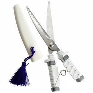 Katana Portable Scissors | Slim Japanese Good Luck Charm (Omamori) Scissors | Red or White