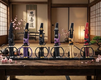 Tesoura de mesa Samurai Katana com bainha | Presente para escritório com suporte de exibição