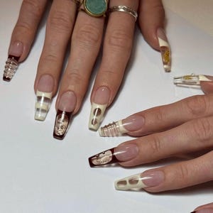 Glass French Nails - Etsy