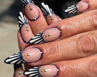 Y2K Press On Nails: Spirals & Beads, Kawaii Nail Art Set