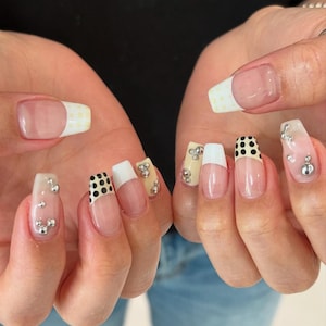 Pink Ombre 3D Gel Paint Press on Nails, Long Square Nail, French Tips, Summer Acrylic Nails, Handmade Fake False Nails, Ombre Nail Art, Gift